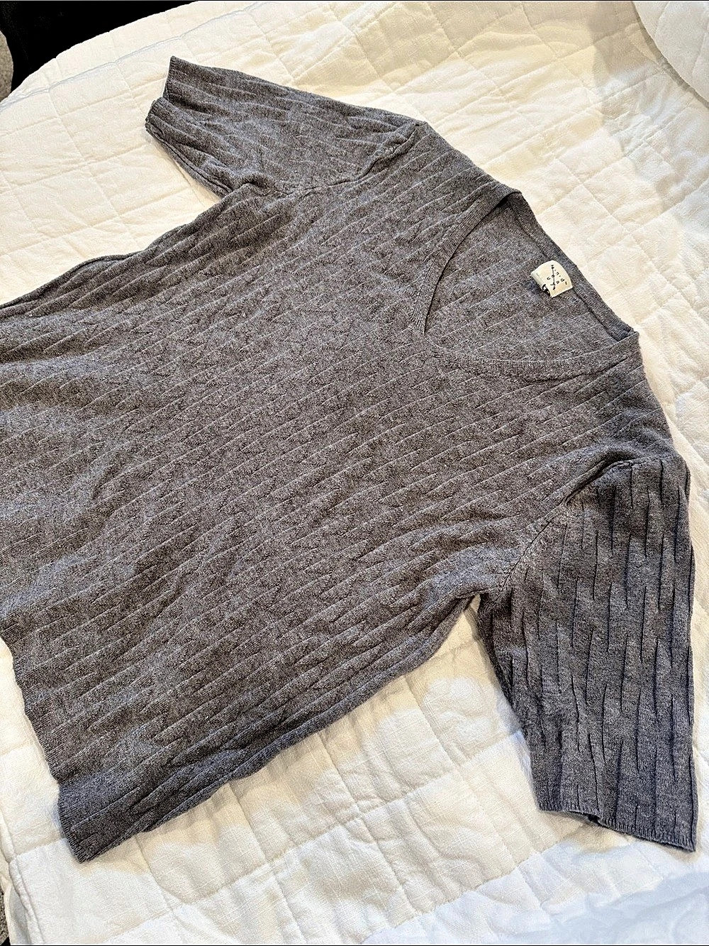 A New Day Short-Sleeve V-Neck Sweater Gray
